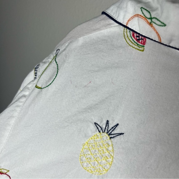 Printfresh Embroidered Fruit Short Sleeve Button Down & Shorts Pajama Set - Picture 15 of 16